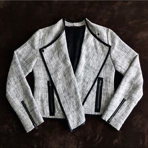 Leather-Trim Lightweight Blazer